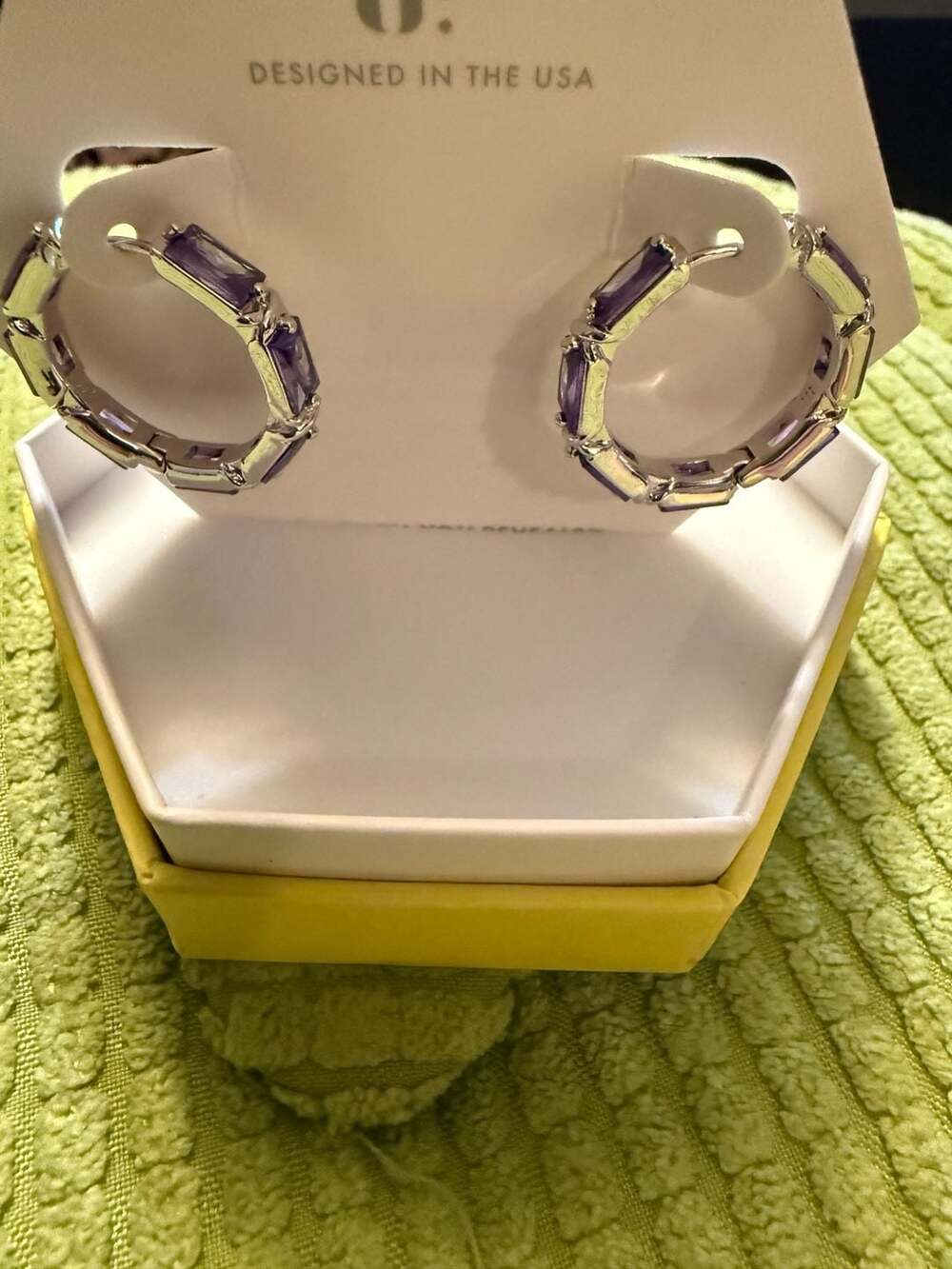 Bomb Party Mapped In Sparkle Dark Purple Topaz CZ Hoop Earrings ER61707